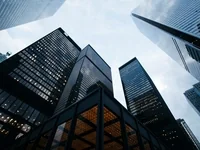 Vertical buildings reaching toward the sky