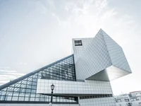 Modern geometric building with glass surface