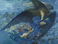 Painting of an angel in blue dress
