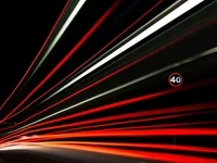 Red light lines from car headlights