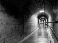 Empty long corridor in black and white