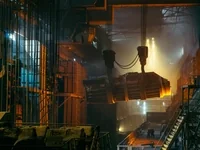 Large machinery in steel factory